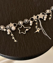 Unique White Metal Pearl Star Tassel Waist Chain