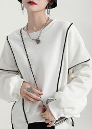 Unique White Oversized Original Design Warm Fleece Sweatshirts Tracksuits Fall