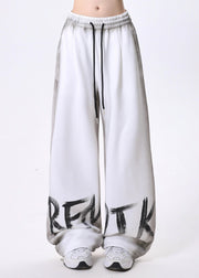 Unique White Oversized Tie Dye Cotton Pants Spring