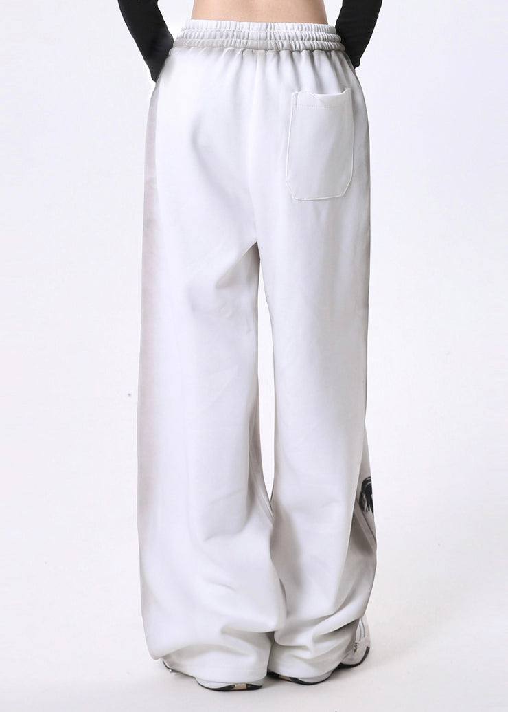 Unique White Oversized Tie Dye Cotton Pants Spring