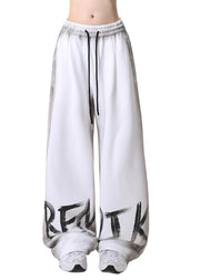 Unique White Oversized Tie Dye Cotton Pants Spring