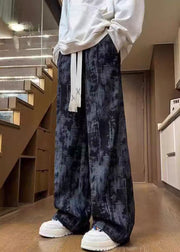 Unique White Tie Dye Elastic Waist Corduroy Men Pants Spring