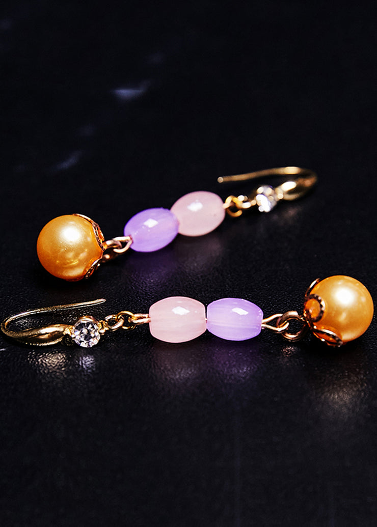 Unique Yellow Pearl Naturally Gem Stone Drop Earrings