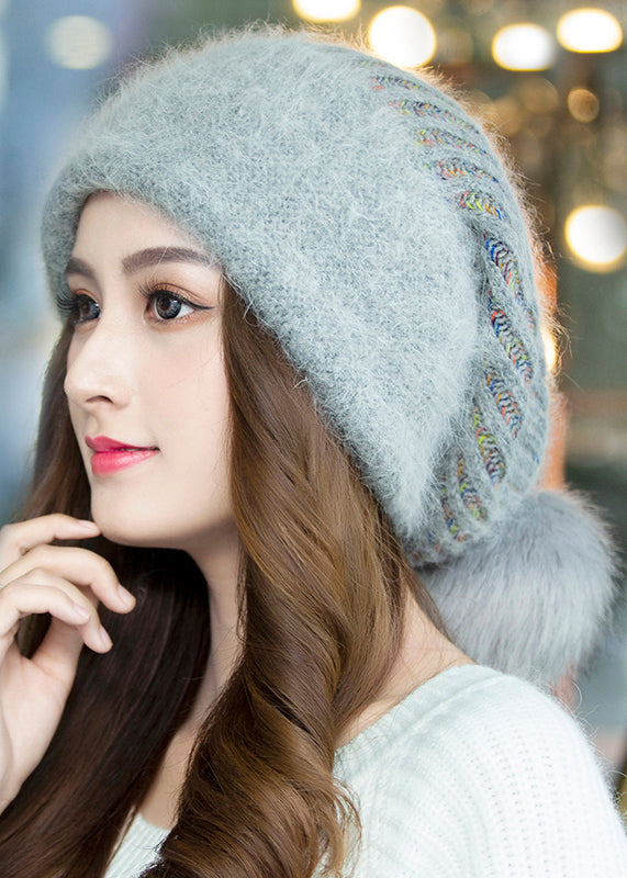 Versatile Autumn And Winter Fashionable Beige The Rabbit Wool Knitted Hats