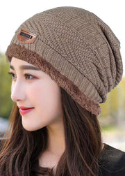 Versatile Wine Red Warm Fleece Knit Bonnie Hat