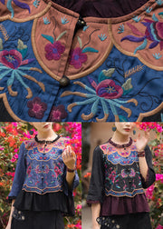 Vintage Black O-Neck Embroideried Floral Ruffled Chiffon Tops Long Sleeve