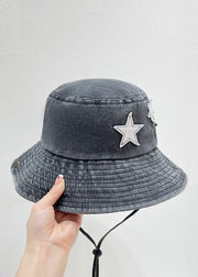 Vintage Black Star Patchwork Drawstring Cowboy Hat