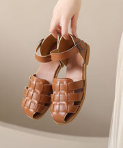 Vintage Brown Braid Sandals Buckle Strap Sandals