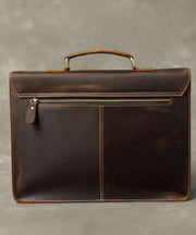 Vintage Brown Postman Pockets Fine Calf Leather Man's Tote Handbag