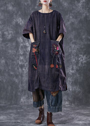 Vintage Embroideried Patchwork Applique Wear On Both Sides Cotton Dress Summer