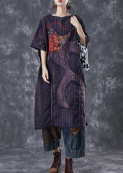 Vintage Embroideried Patchwork Applique Wear On Both Sides Cotton Dress Summer