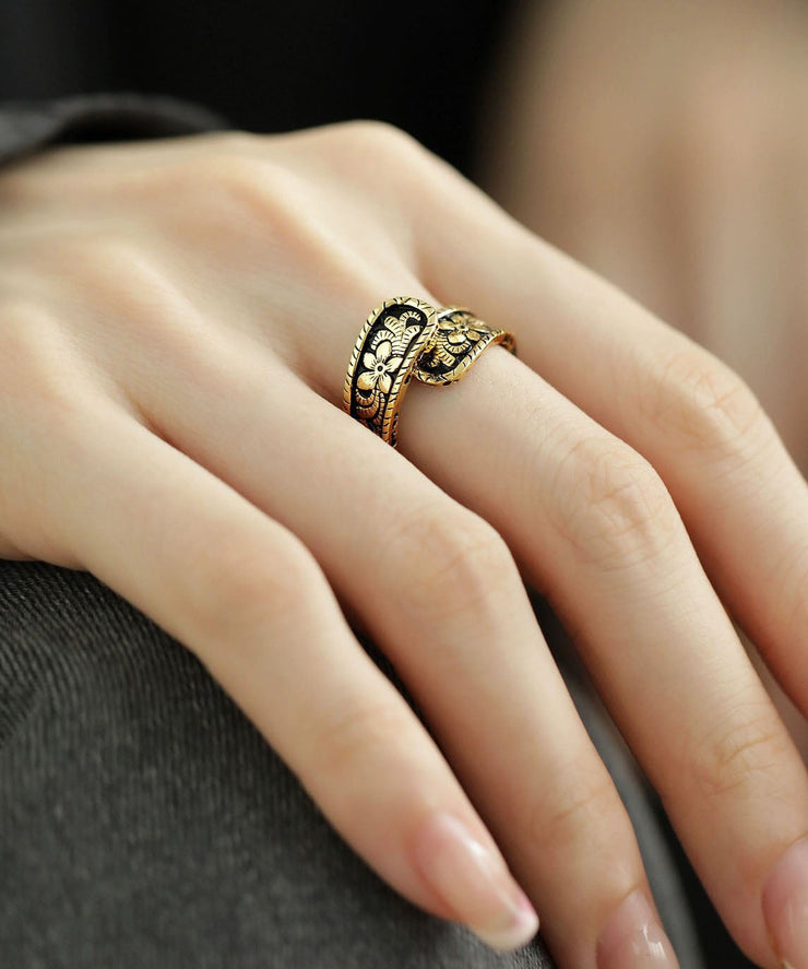 Vintage Gold Sterling Silver Ancient Gold Floral Rings