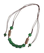 Vintage Green Hand Knitting Coloured Glaze Gratuated Bead Necklace