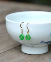 Vintage Green ade Ping Buckle Drop Earrings