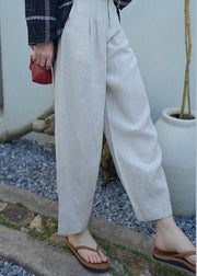 Vintage Grey Oversized Pockets Linen Harem Pants Spring