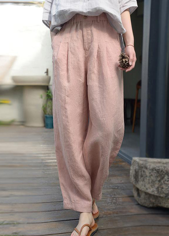 Vintage Grey Oversized Pockets Linen Harem Pants Spring