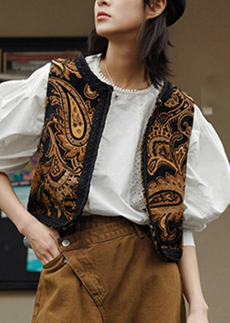 Vintage Jacquard Embroideried Patchwork Waistcoat Sleeveless