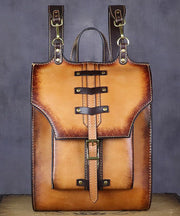 Vintage Khaki High-capacity Calf Leather Backpack Bag