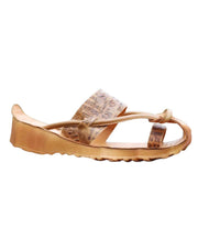 Vintage Khaki Hollow Out Splicing Wedge Slide Sandals