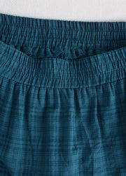 Vintage Light Blue Asymmetrical Plaid Patchwork A Line Skirt Spring