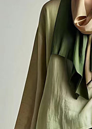 Vintage Light Green Drawstring Top Long Sleeve