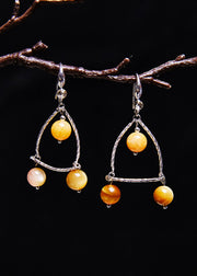 Vintage Light Yellow Gem Stone Original Design Drop Earrings