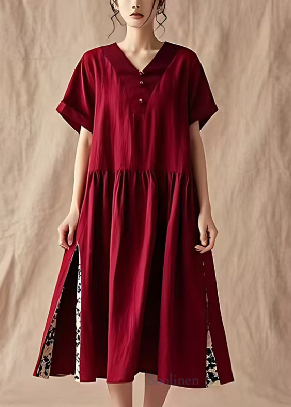 Vintage Mulberry Oversized Patchwork Cotton Dresses Summer