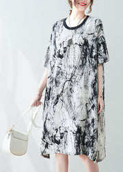 Vintage Oversized Ink And Wash Chiffon Mid Dress Summer