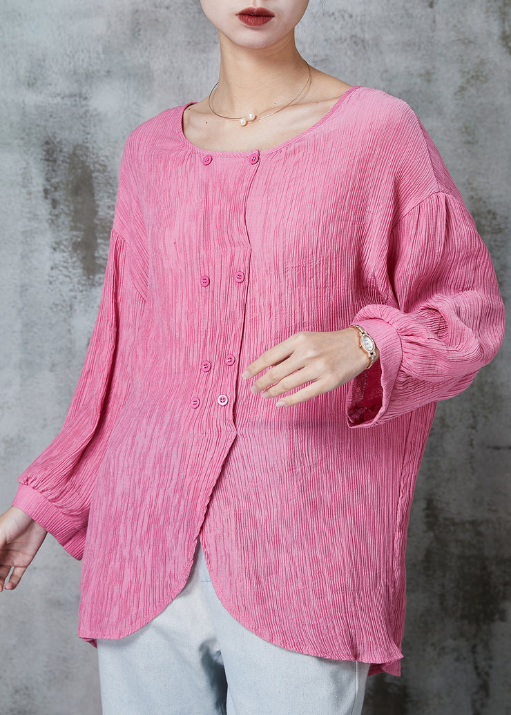 Vintage Pink Oversized Double Breast Cotton Top Summer
