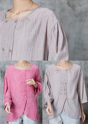 Vintage Pink Oversized Double Breast Cotton Top Summer