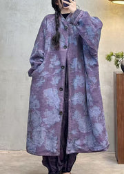 Vintage Purple Pockets Tie Dye Fine Cotton Filled Coat Winter