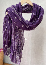 Vintage Purple Wrinkled Print Cozy Cotton Scarf