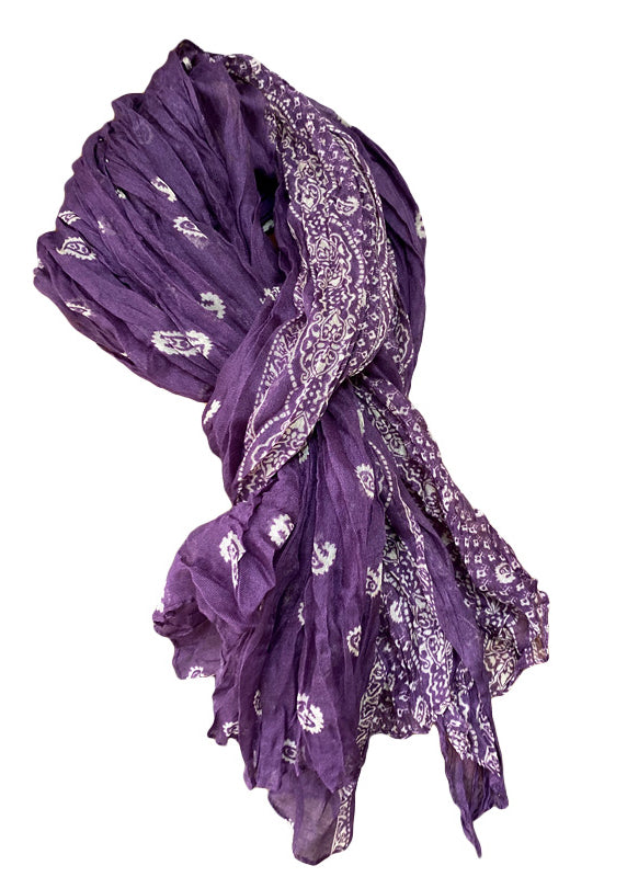 Vintage Purple Wrinkled Print Cozy Cotton Scarf