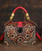 Vintage Red Original Bamboo Joint Splicing Embossed Handbag