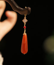 Vintage Red Sandalwood Agate Water Drop Hairpin