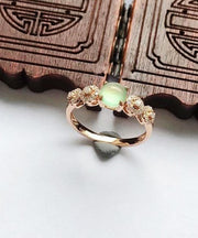 Vintage Rose Gold Sterling Silver Overgild Zircon Jade Rings