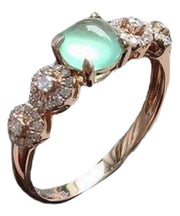 Vintage Rose Gold Sterling Silver Overgild Zircon Jade Rings