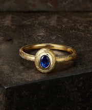 Vintage Royal Blue Ancient Dharma Gold Zircon Crystal Rings