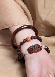 Vintage Sandalwood Double Ring Good Luck Bracelet