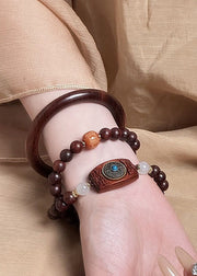 Vintage Sandalwood Double Ring Good Luck Bracelet