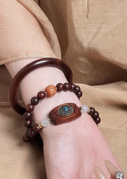 Vintage Sandalwood Double Ring Good Luck Bracelet