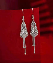 Vintage Silk Sterling Silver Aeolian Bells Tassel Drop Earrings
