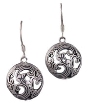 Vintage Silk Sterling Silver Auspicious Cloud Hollow Out Drop Earrings