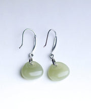 Vintage Silk Sterling Silver Jade Drop Earrings