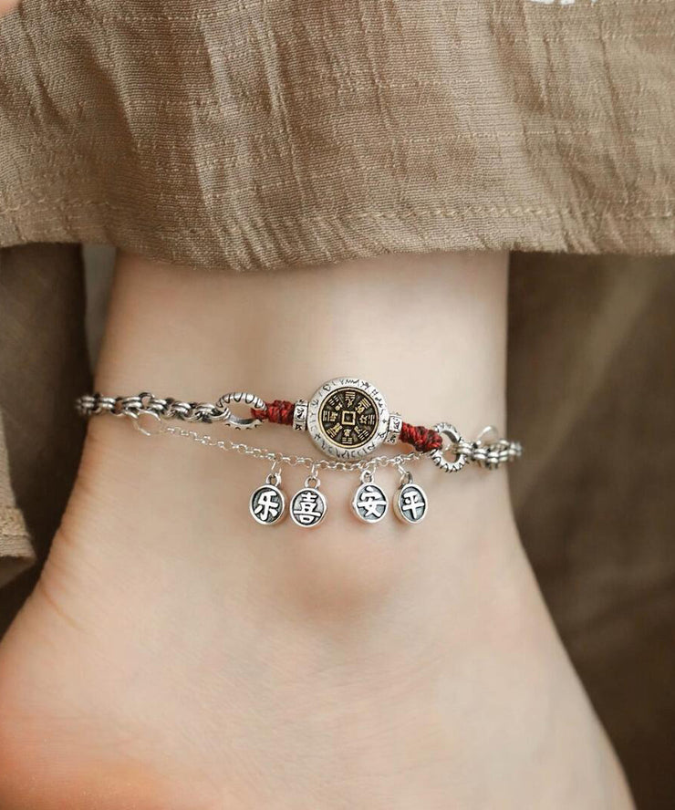 Vintage Silk Sterling Silver Tassel Anklets