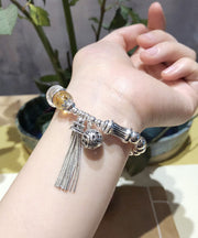 Vintage Sterling Silver Crystal Tassel Bangle