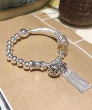 Vintage Sterling Silver Crystal Tassel Bangle