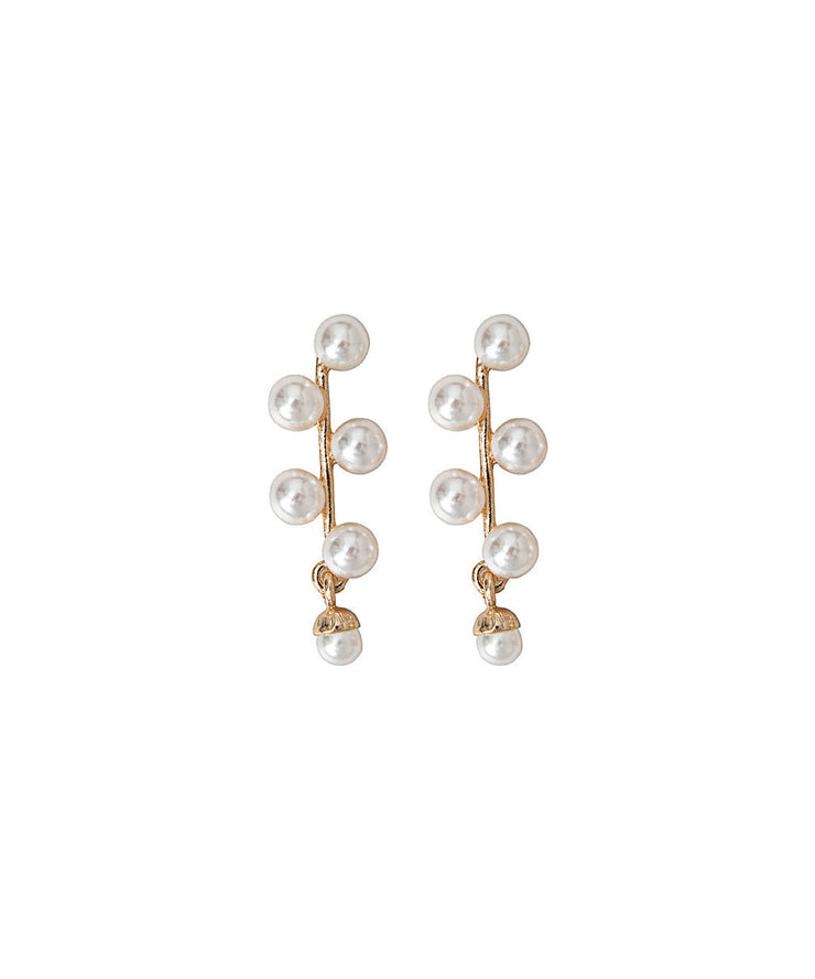 Vintage White Alloy Pearl Stud Earrings