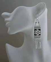 Vintage White Alloy Tassel Holiday Drop Earrings