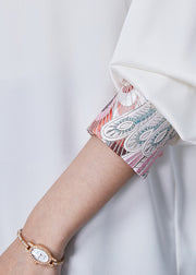 Vintage White Embroidered Chiffon Oriental Shirt Spring